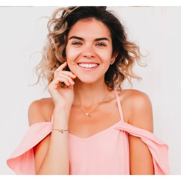 NWT personalized letter initial gold necklace and bracelet set LETTER C - Picture 2 of 3